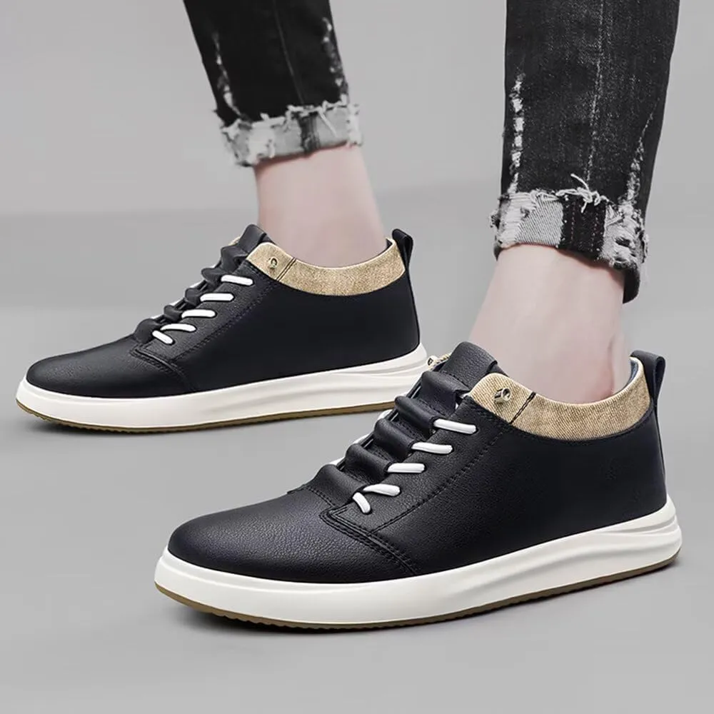 2.4 Men Leather Height Increase Skate Board Shoes