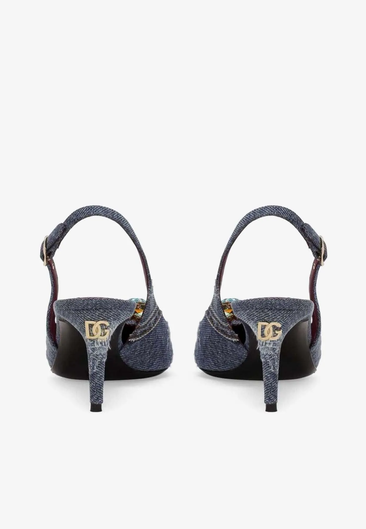 60 Crystal-Embellished Patchwork Denim Pumps
