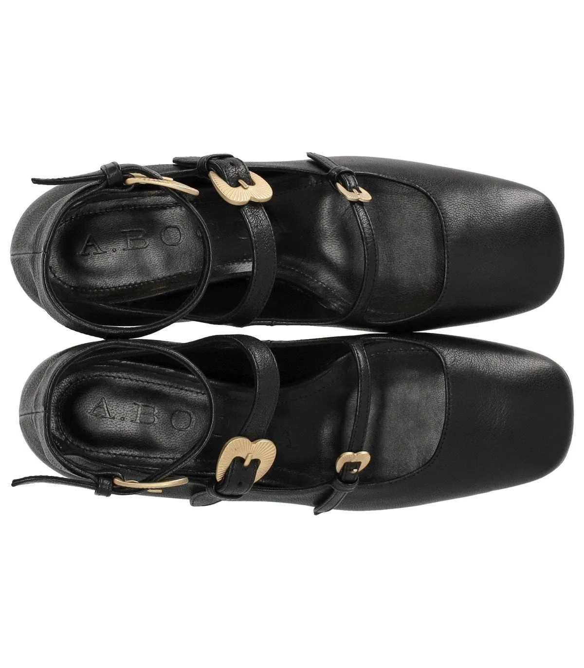 A.Bocca Black Ballet Flat With Straps