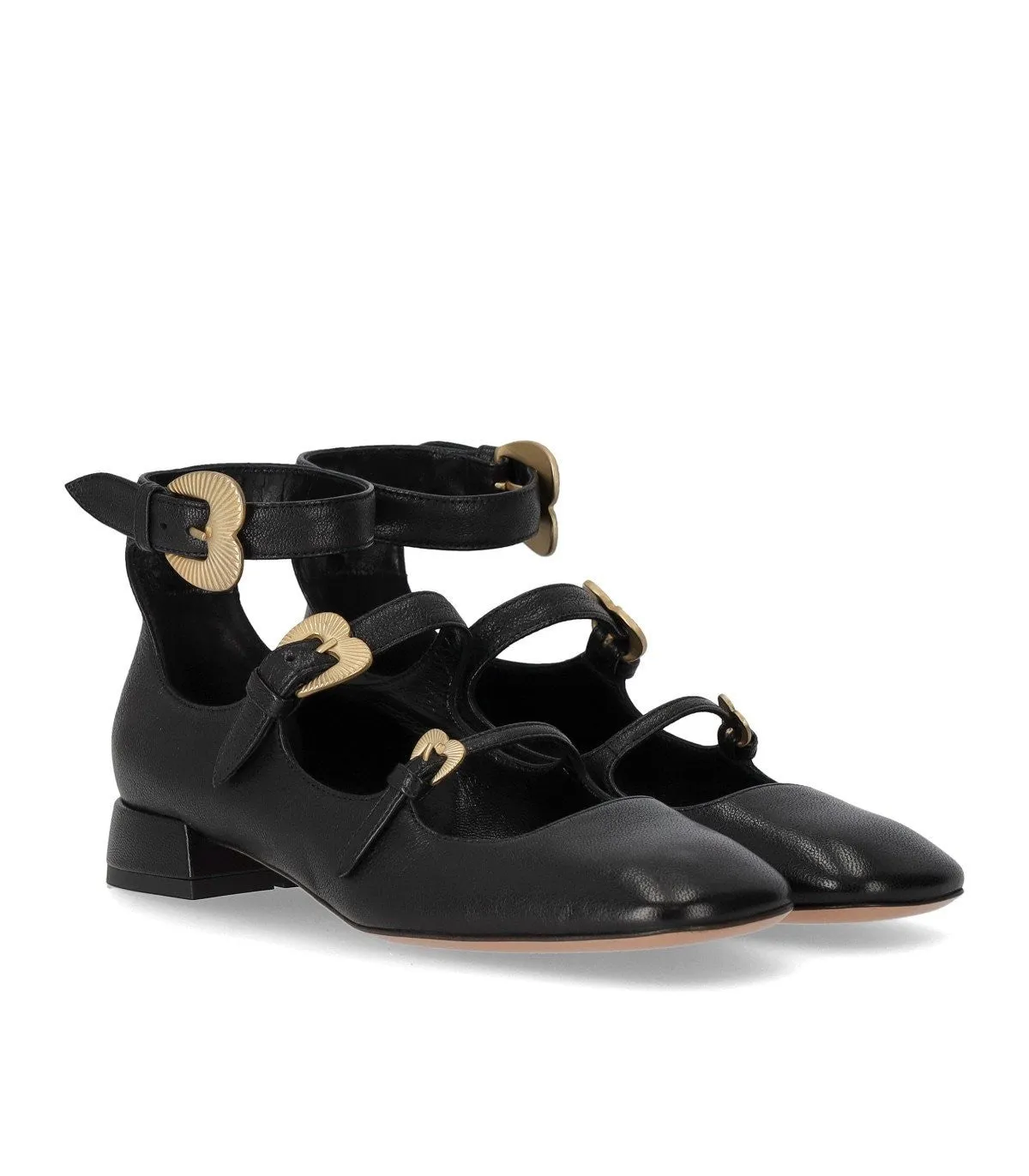 A.Bocca Black Ballet Flat With Straps