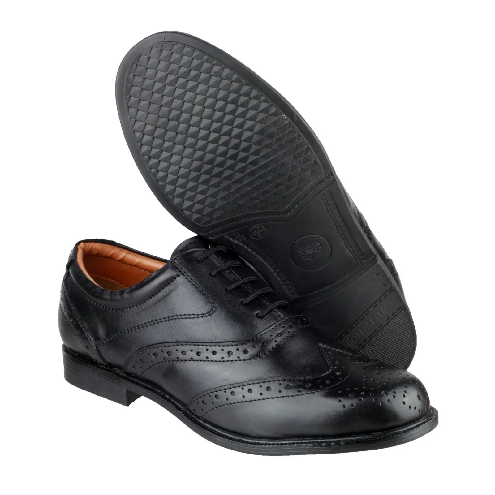 Amblers Mens Classic Shoes - Liverpool Oxford Brogue in Black, 6-12