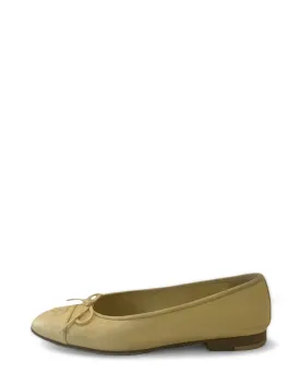 Chanel 2019 Iridescent Yellow Caviar CC Ballet Flats sz 39