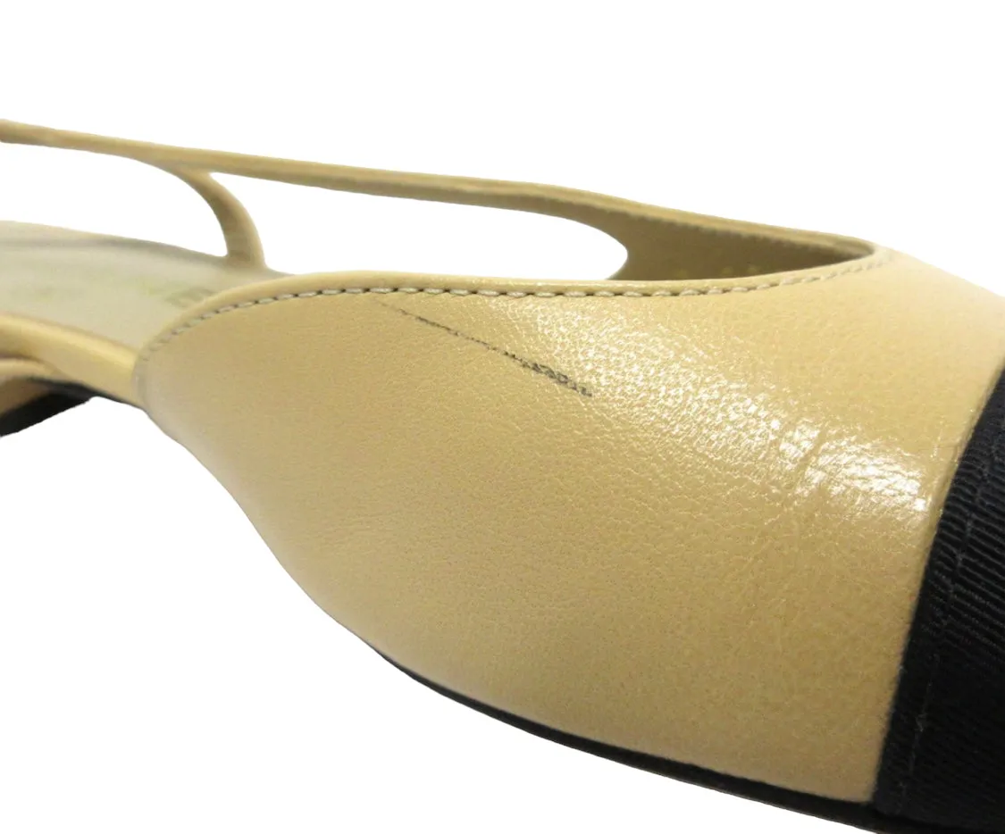 Chanel beige slingback flats