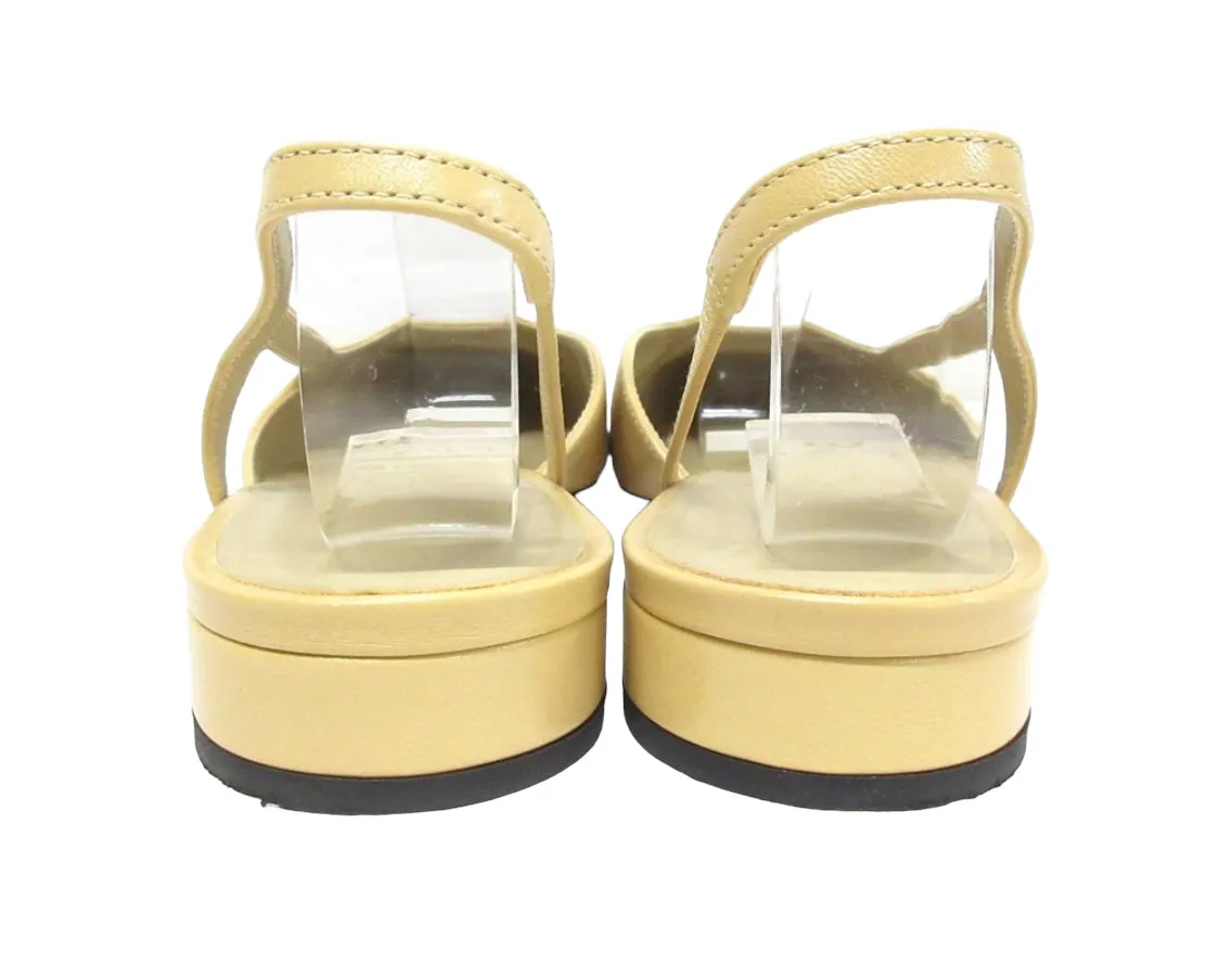 Chanel beige slingback flats