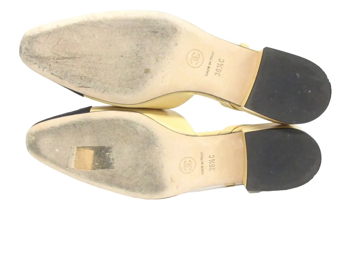 Chanel beige slingback flats