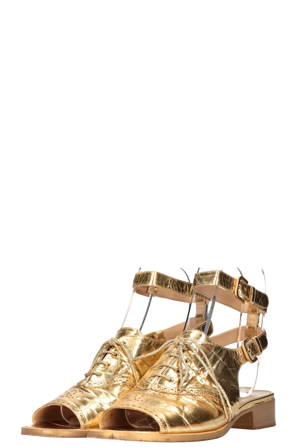 CHANEL Brogue Flats Gold SS15