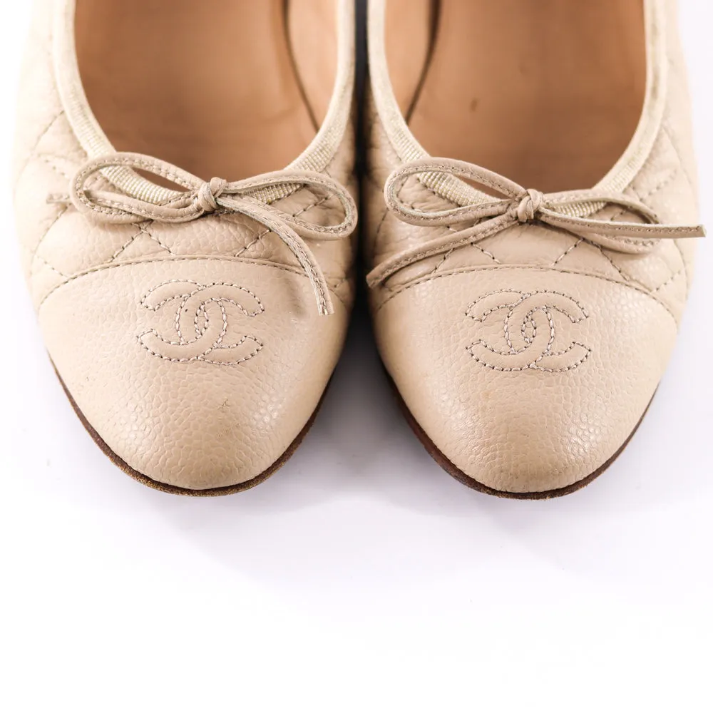 Chanel Nude Classic Grained Leather CC Flats