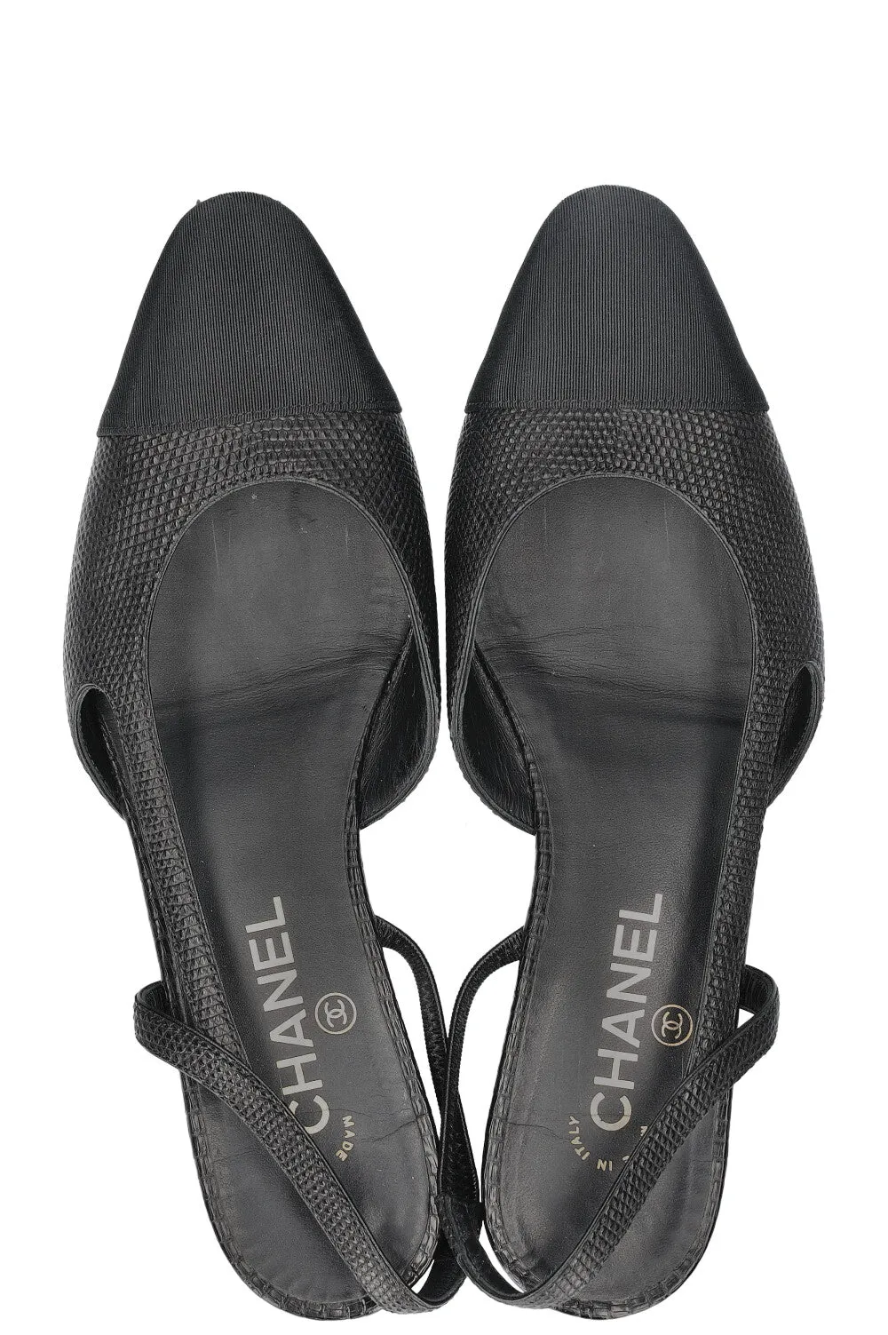 CHANEL Slingback Flats Black