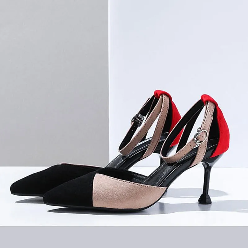 Color Block Sexy Stiletto Heel Suede Shoes