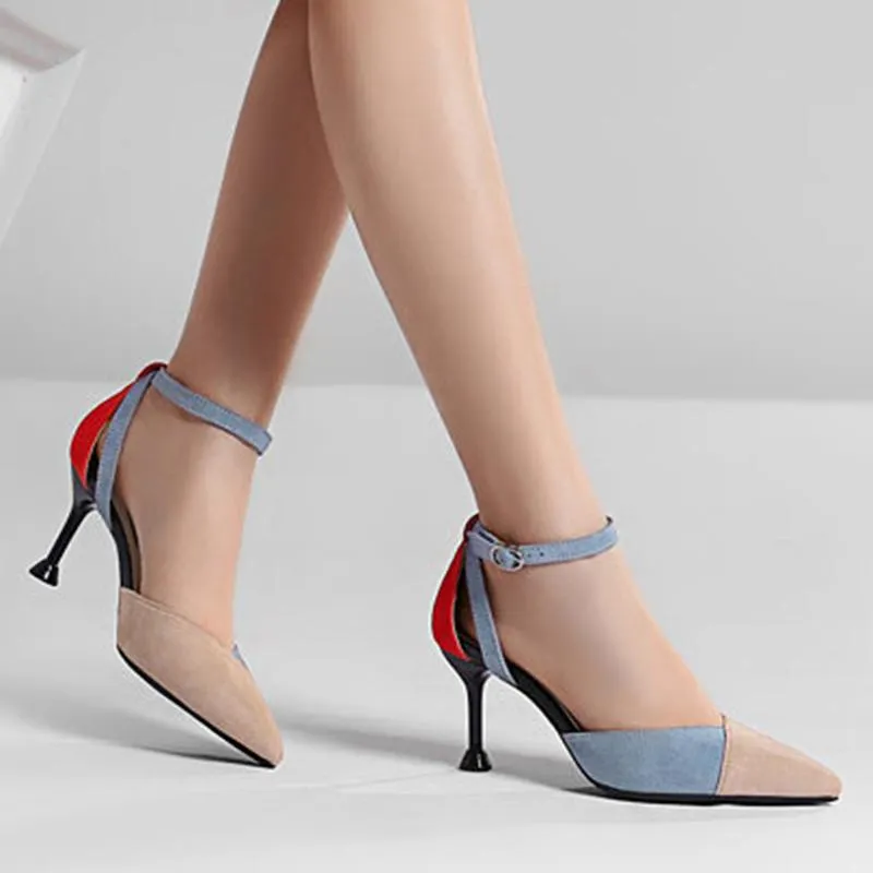 Color Block Sexy Stiletto Heel Suede Shoes