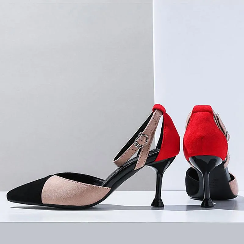Color Block Sexy Stiletto Heel Suede Shoes