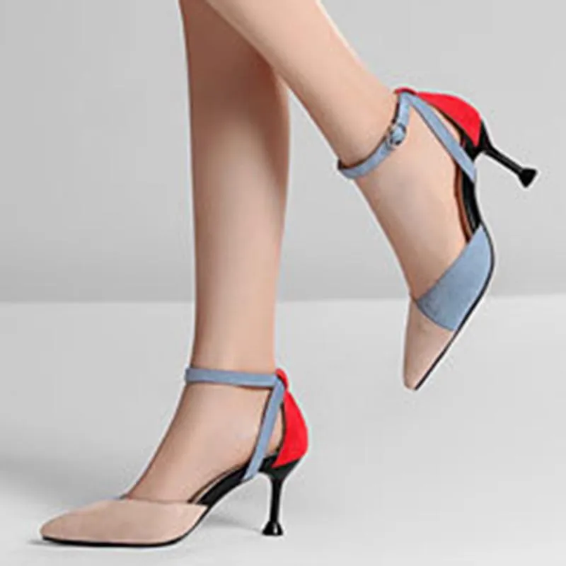 Color Block Sexy Stiletto Heel Suede Shoes
