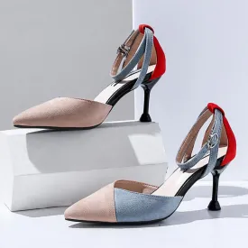 Color Block Sexy Stiletto Heel Suede Shoes