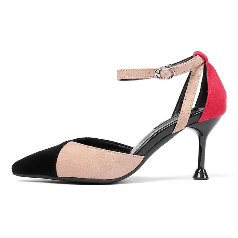 Color Block Sexy Stiletto Heel Suede Shoes