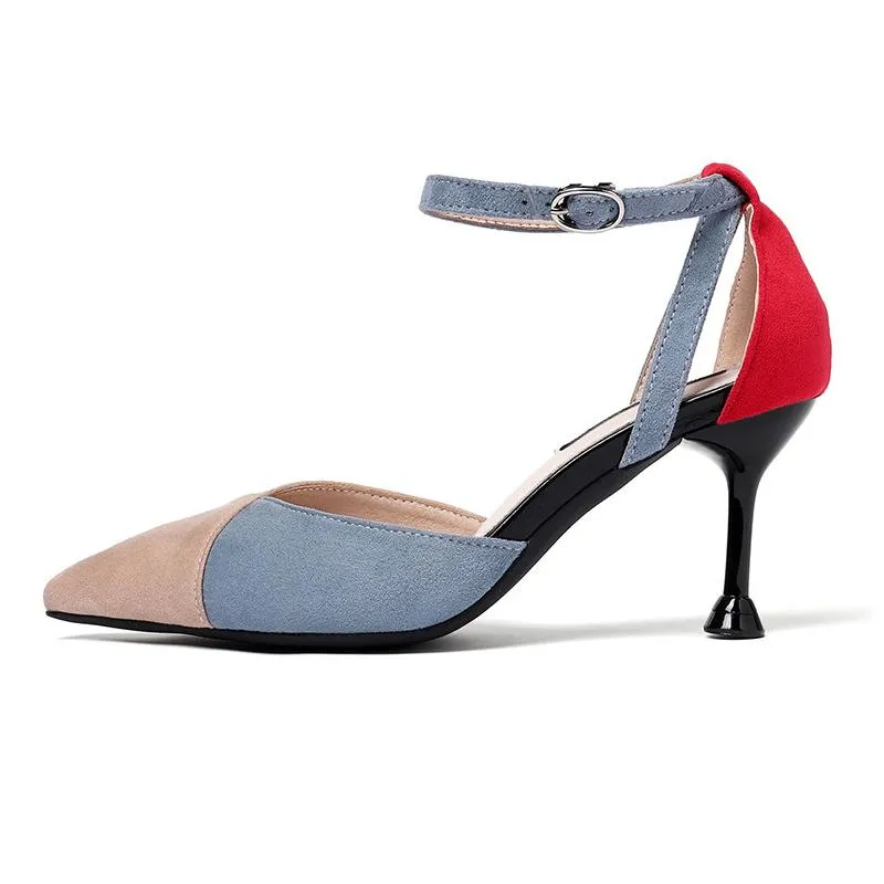 Color Block Sexy Stiletto Heel Suede Shoes
