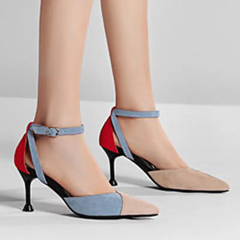Color Block Sexy Stiletto Heel Suede Shoes