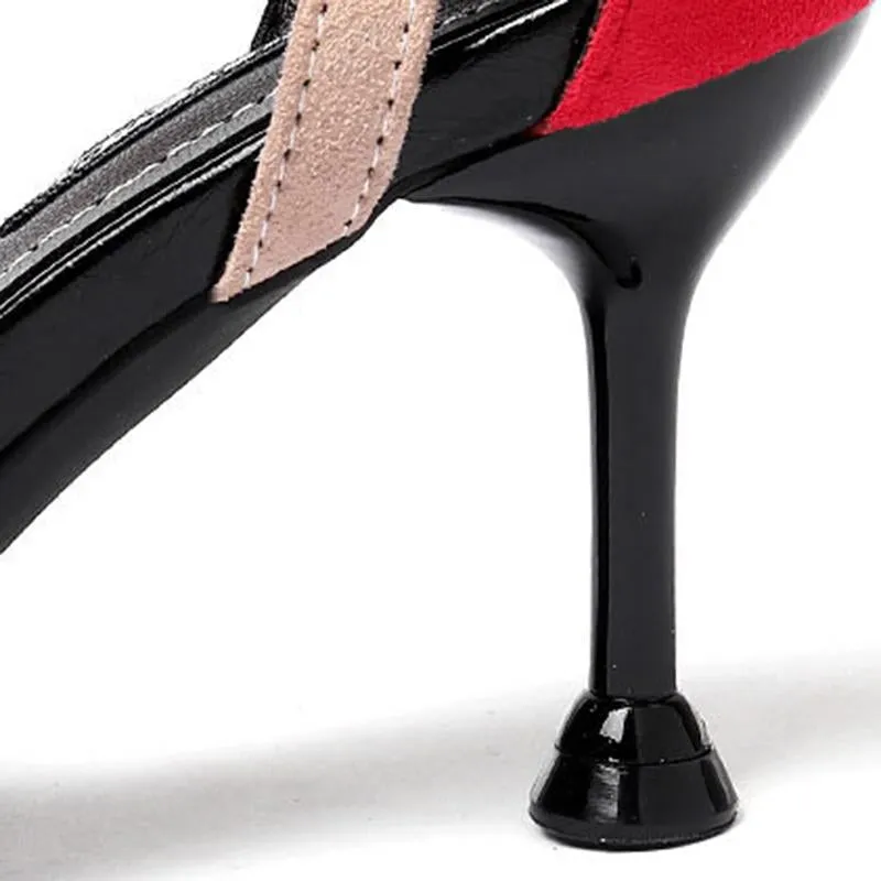 Color Block Sexy Stiletto Heel Suede Shoes