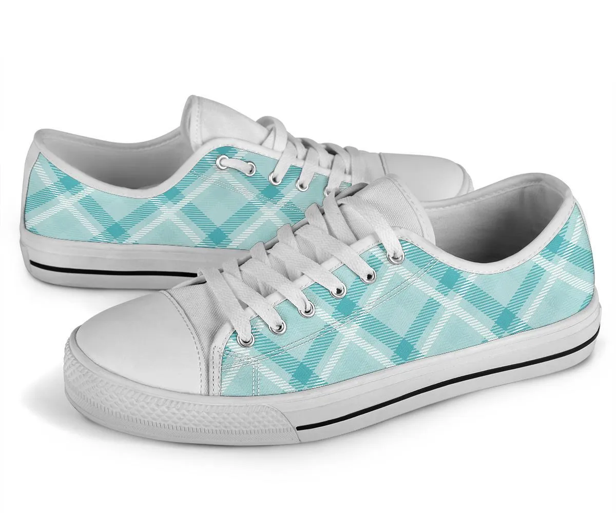Custom Sneakers-Turquoise Plaid 113