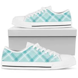 Custom Sneakers-Turquoise Plaid 113