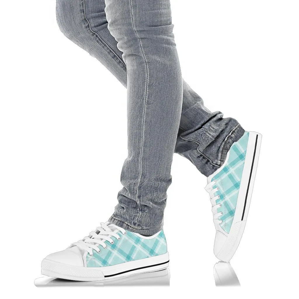 Custom Sneakers-Turquoise Plaid 113