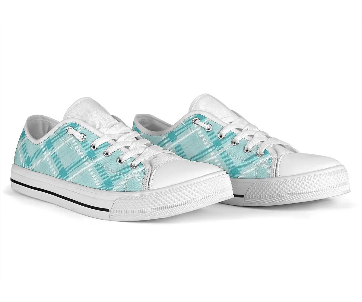 Custom Sneakers-Turquoise Plaid 113