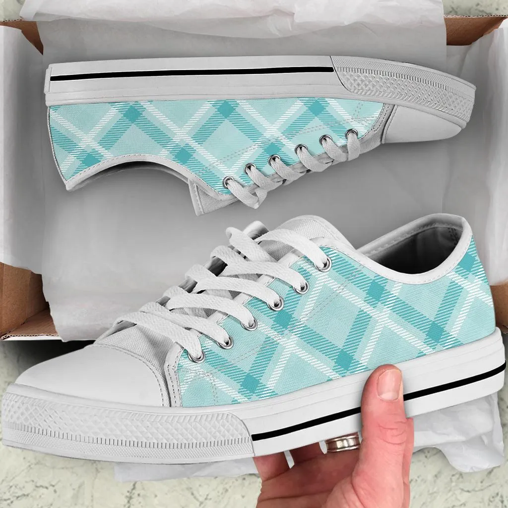 Custom Sneakers-Turquoise Plaid 113