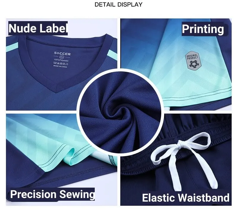 Customized Logo Aqua Blue Soccer Jersey Training Suits