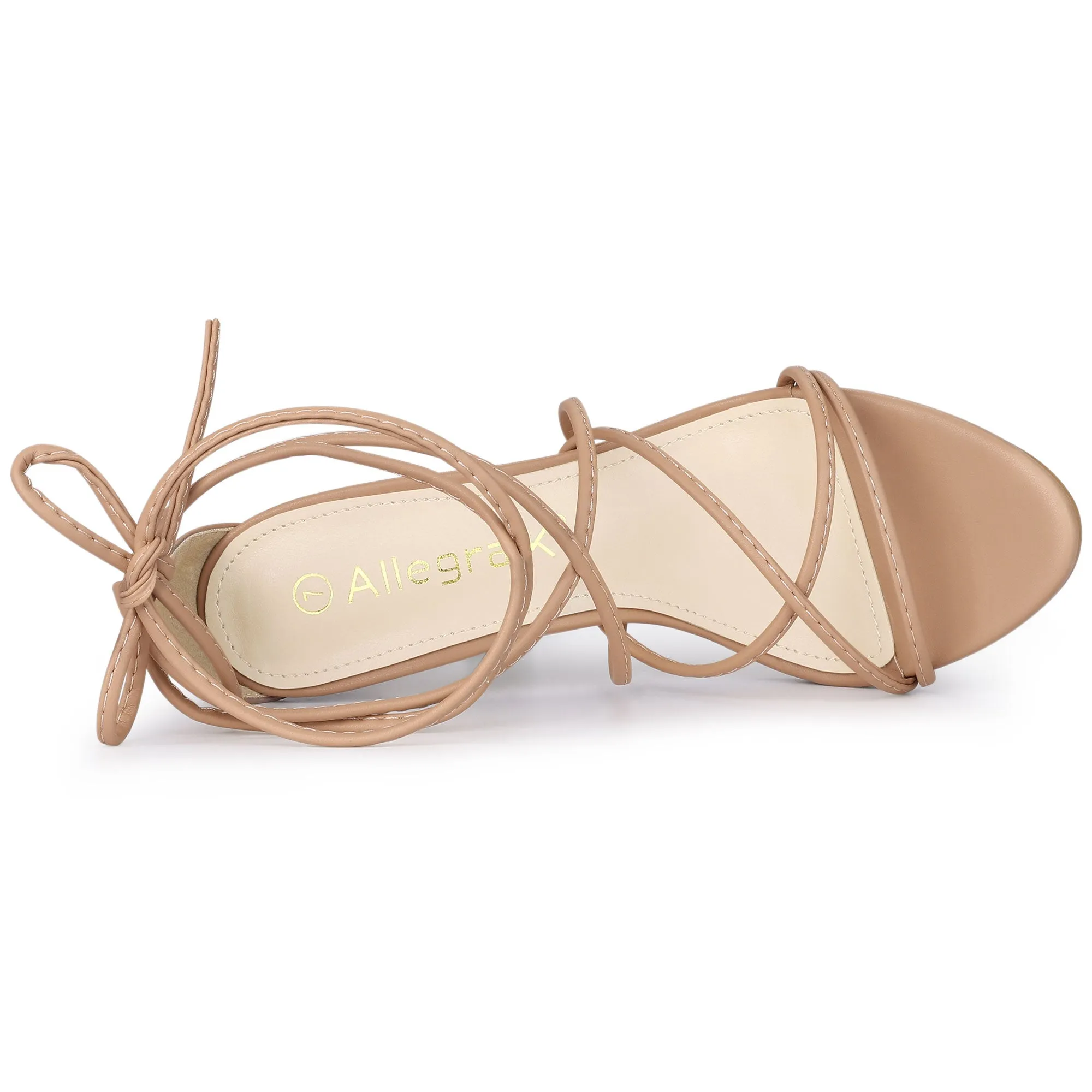 Faux Leather Lace Up Ankle Strappy Stiletto Heel Sandals