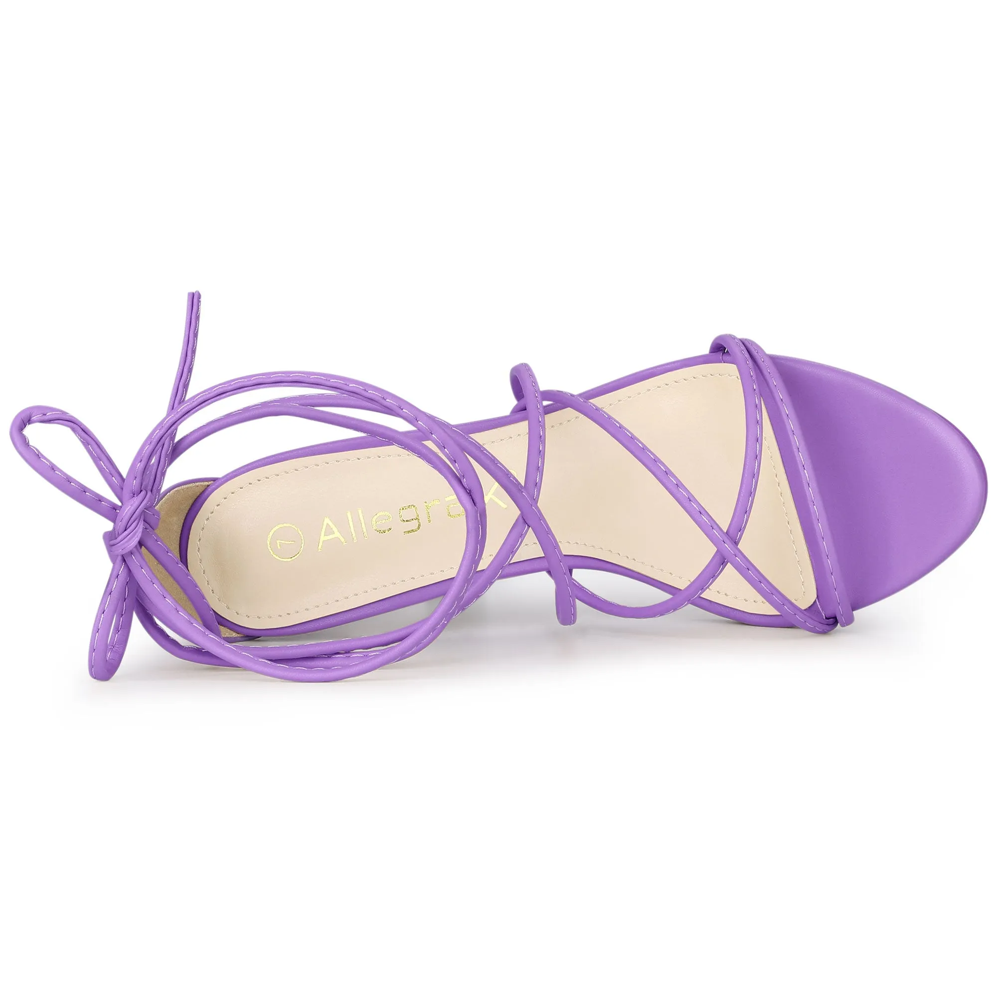Faux Leather Lace Up Ankle Strappy Stiletto Heel Sandals