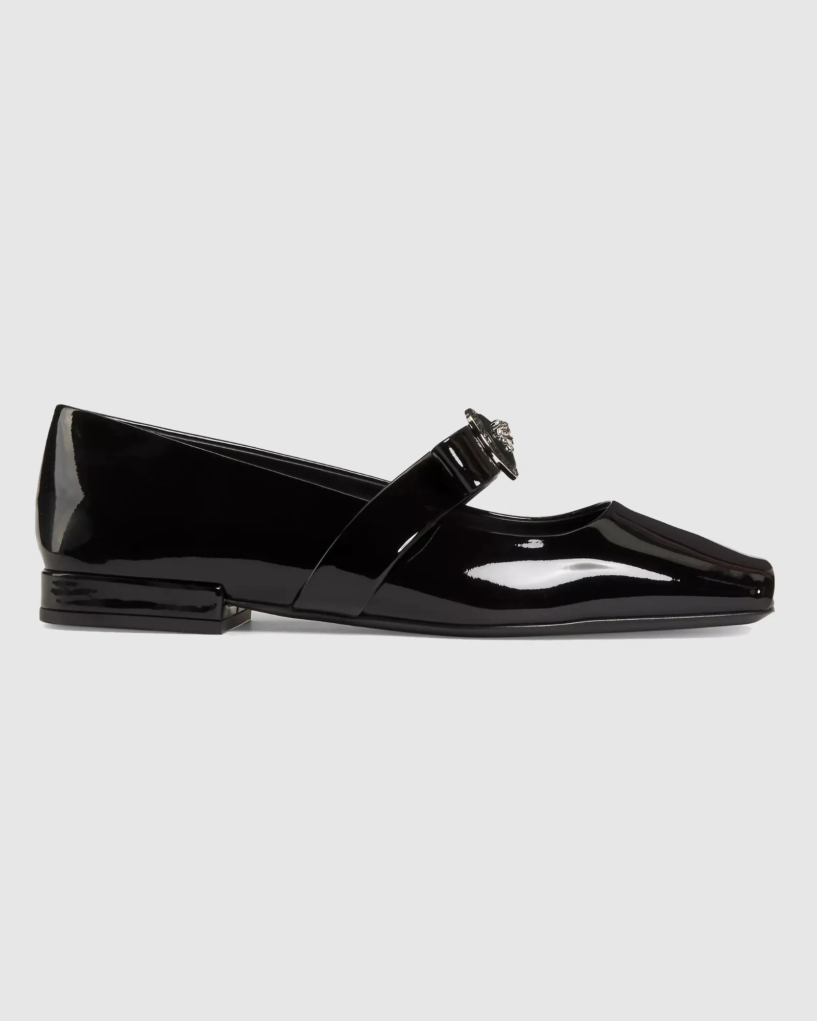Giulia Fish Mouth Leather Ballet Flats In Black