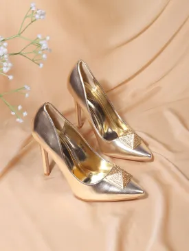 Gold PU Stiletto Sandals (TC-YKO-88706-LGLD)