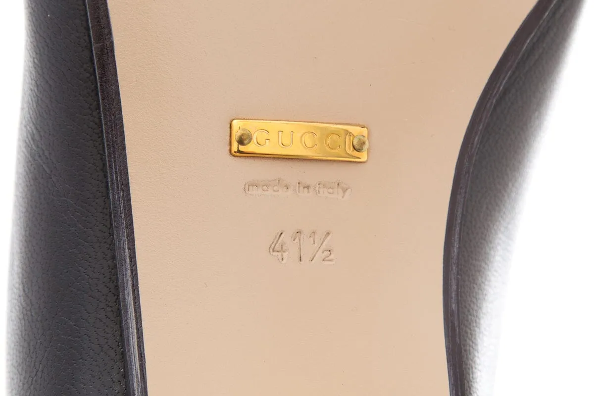 Gucci Black Horsebit & Rhinestone Detail Loafers SZ 41.5