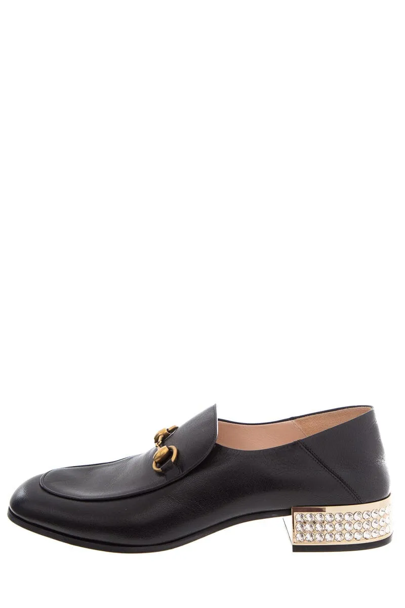 Gucci Black Horsebit & Rhinestone Detail Loafers SZ 41.5