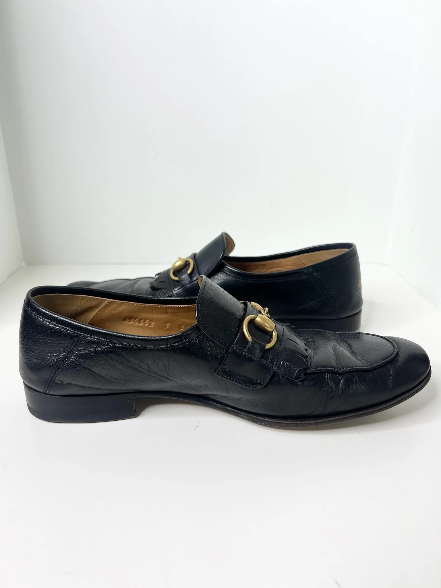 Gucci Horsebit Accent Black Dress Loafers, Size 7