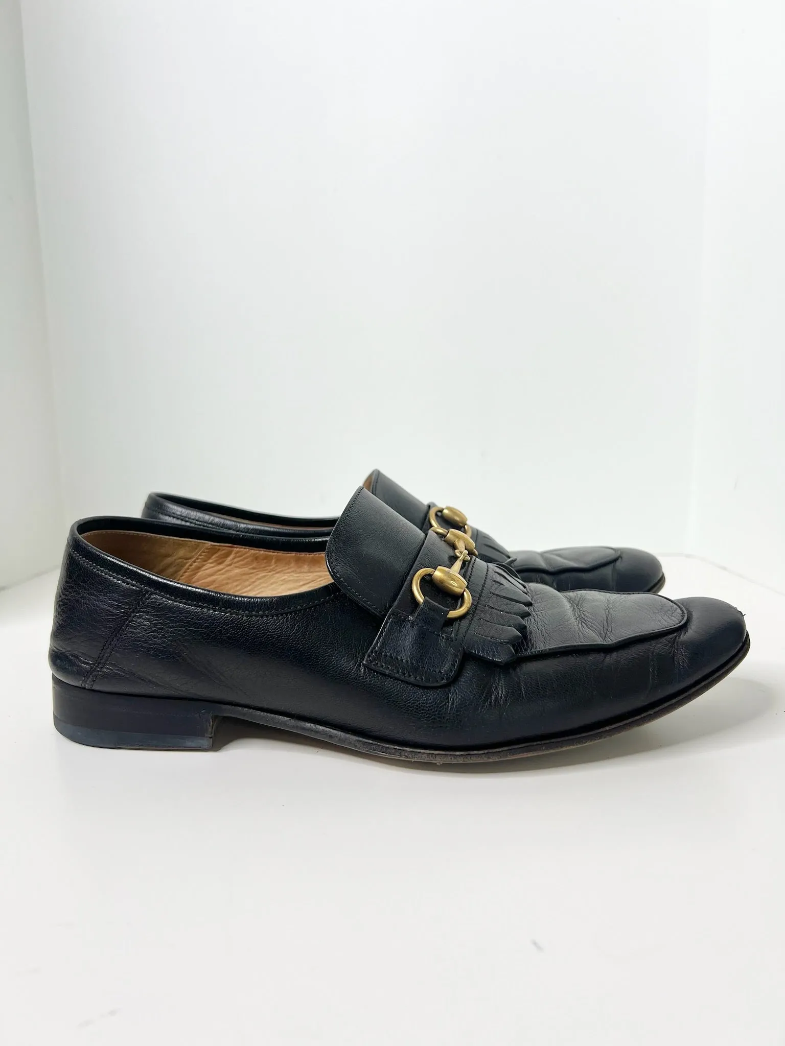 Gucci Horsebit Accent Black Dress Loafers, Size 7
