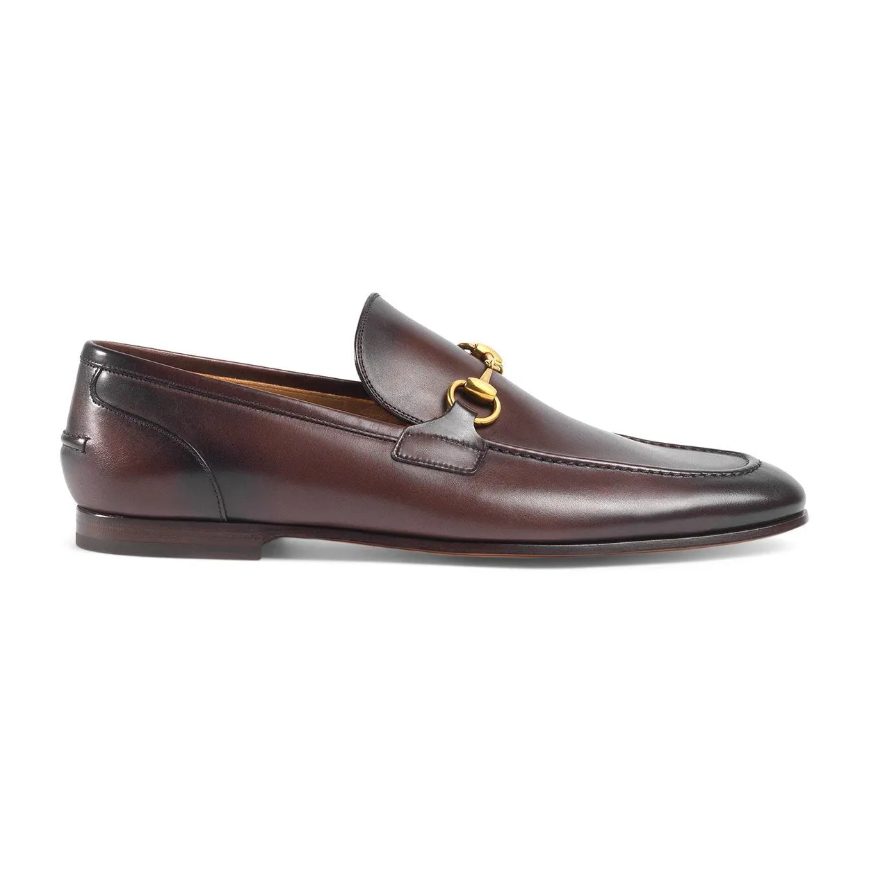 Gucci Jordaan Shoes Men's Dark Brown Leather Loafers Bit