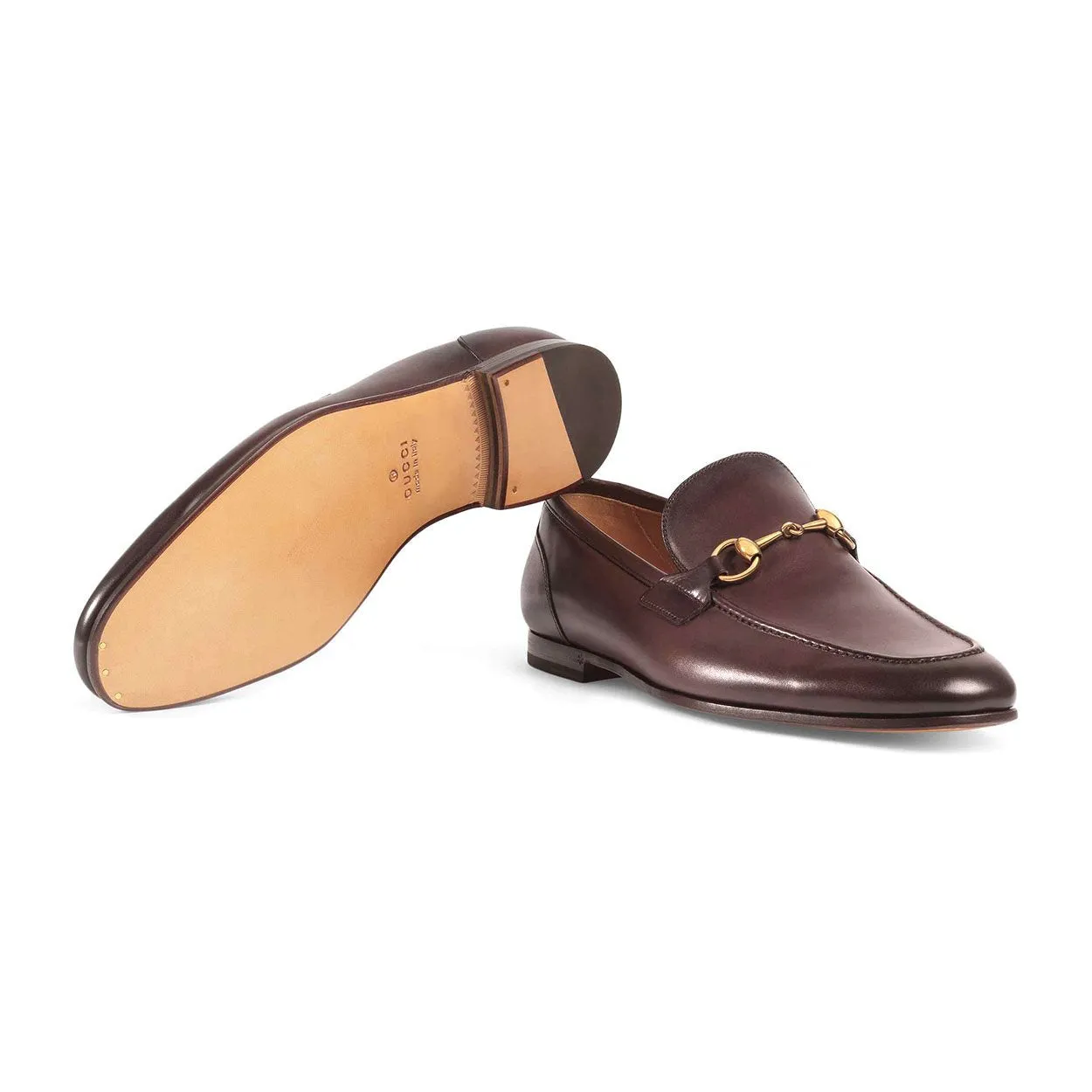 Gucci Jordaan Shoes Men's Dark Brown Leather Loafers Bit