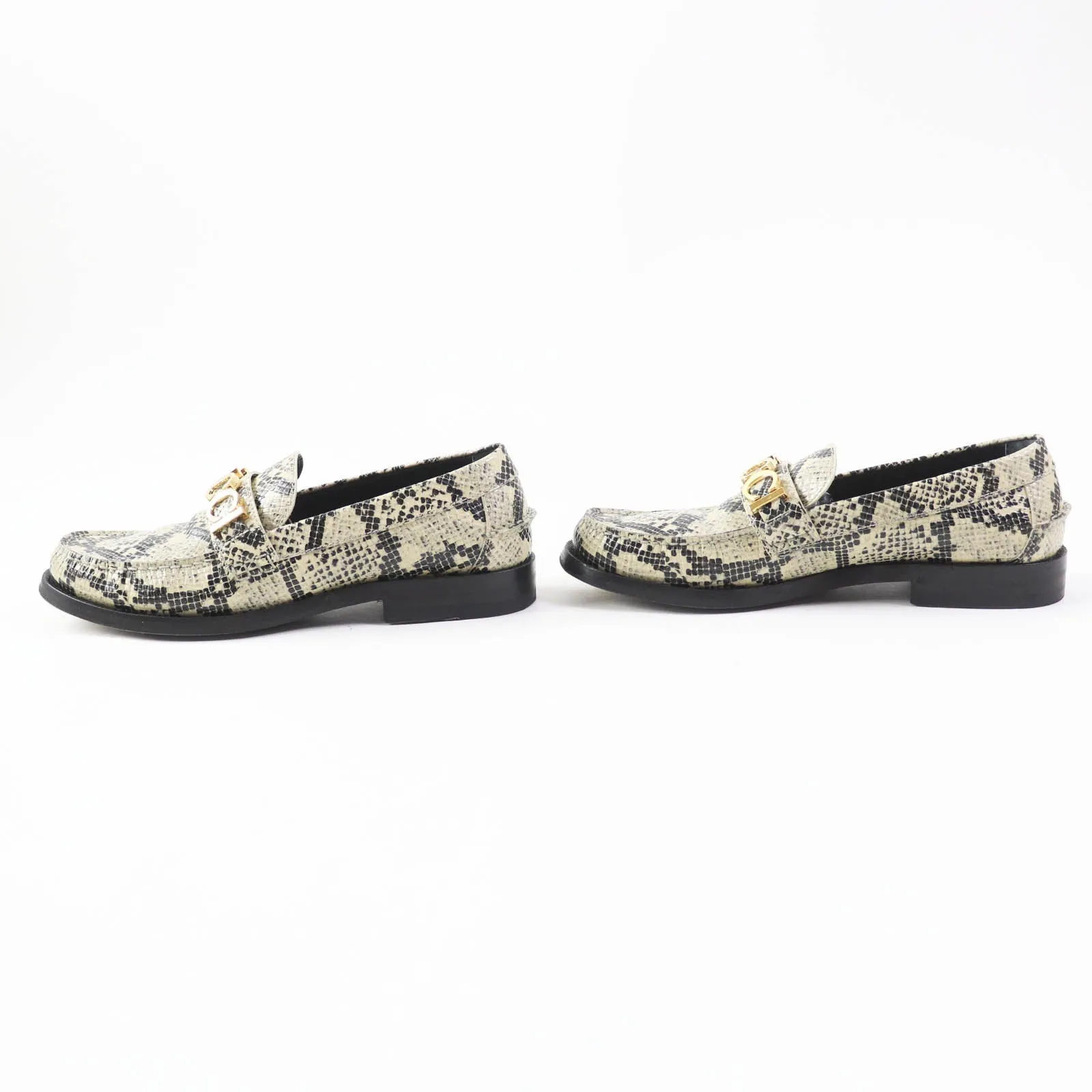 GUCCI loafers 700036 Embossed leather Beige black 38