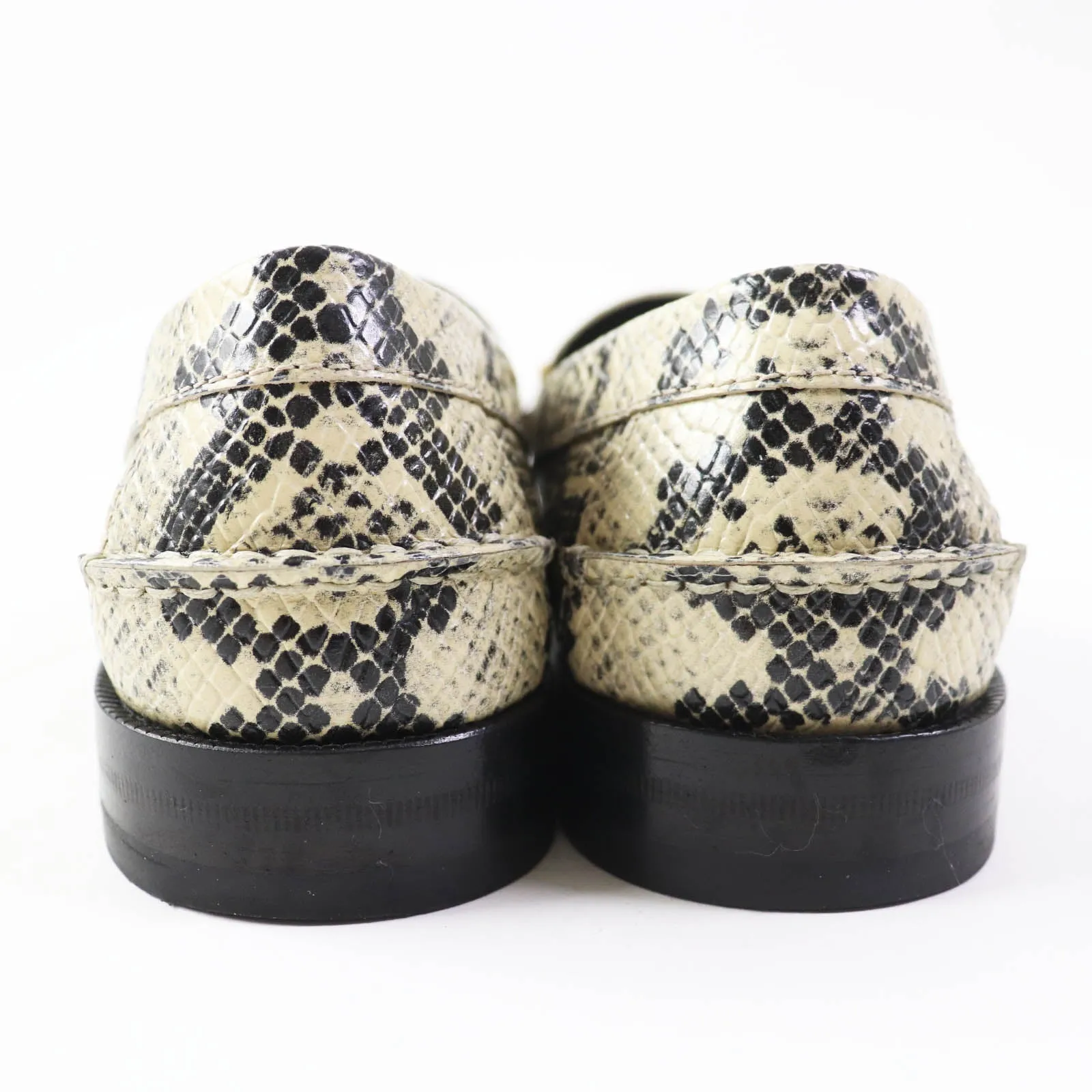 GUCCI loafers 700036 Embossed leather Beige black 38