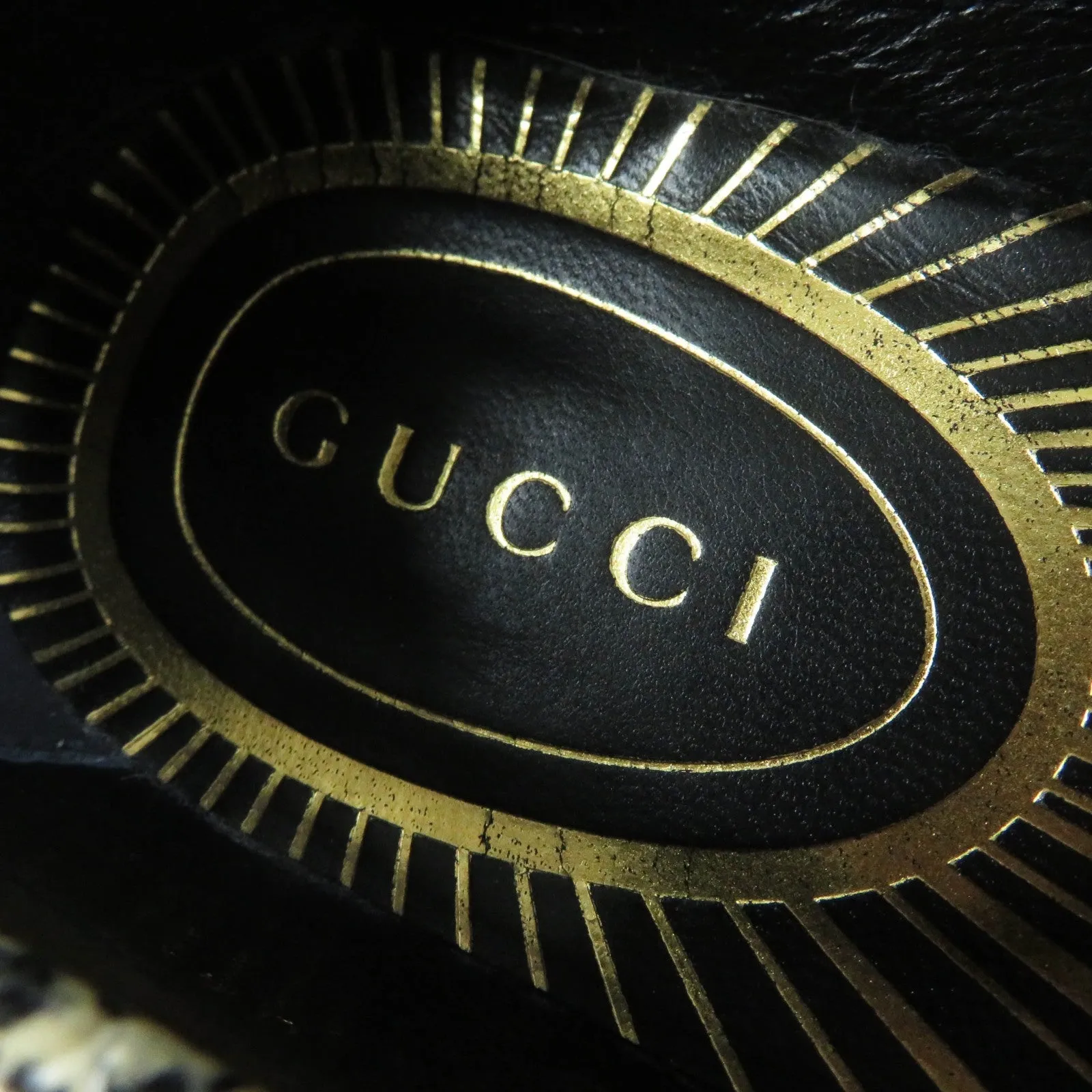 GUCCI loafers 700036 Embossed leather Beige black 38