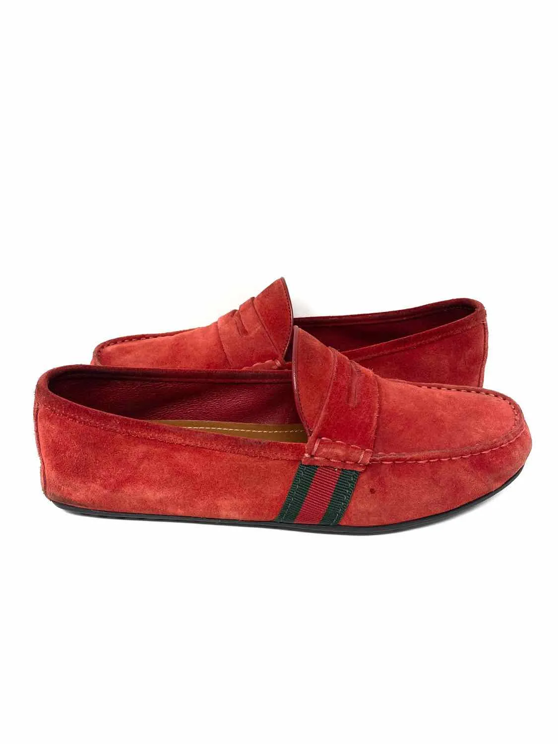 Gucci  Red  Green Red Web Men's Shoe Size 8 Driving Loafers