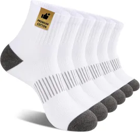 Heatuff Men's Ankle Socks Cotton Quarter Thin Moisture Wicking Casual Mid Socks Men (6 Pairs)