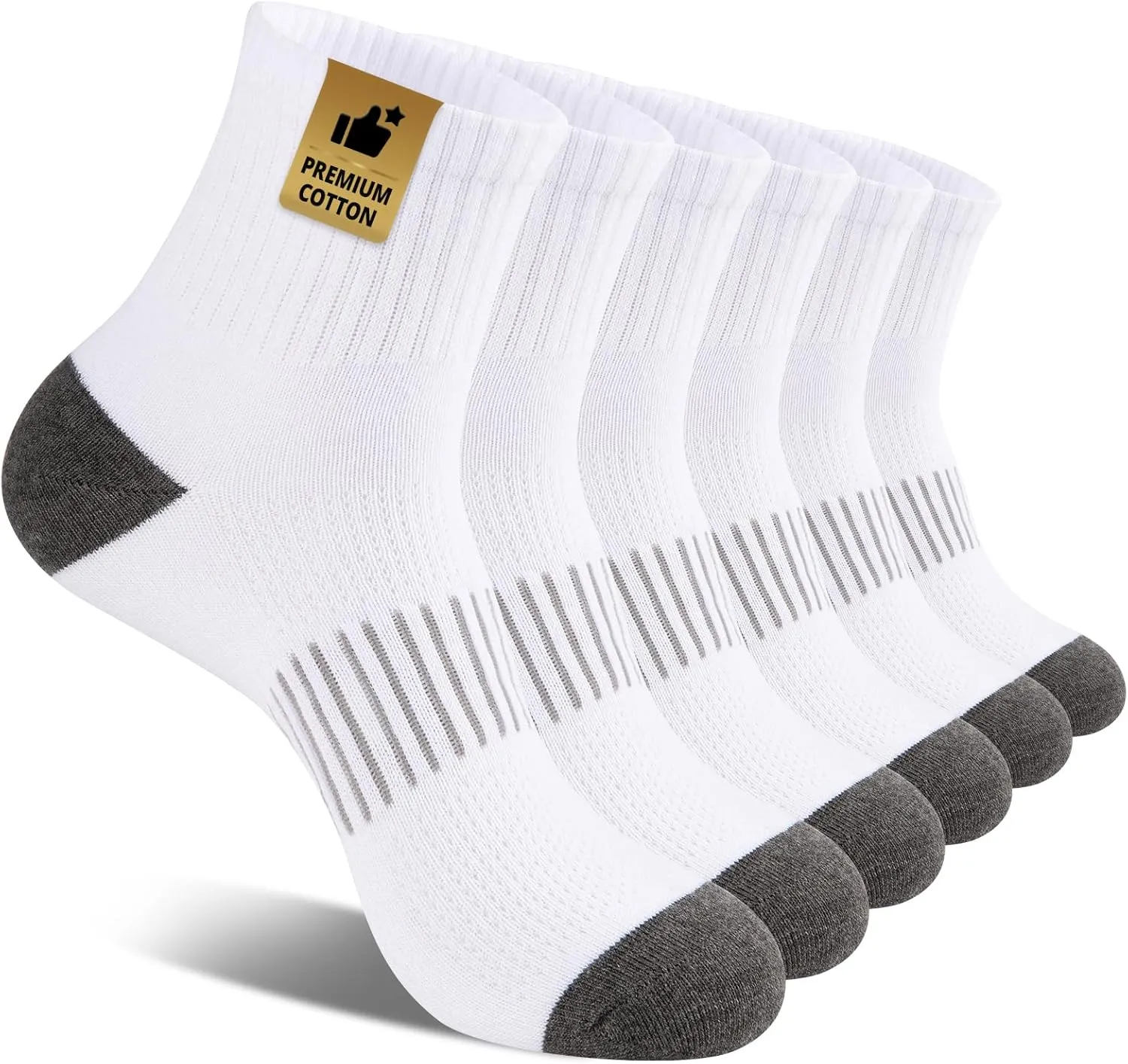 Heatuff Men's Ankle Socks Cotton Quarter Thin Moisture Wicking Casual Mid Socks Men (6 Pairs)