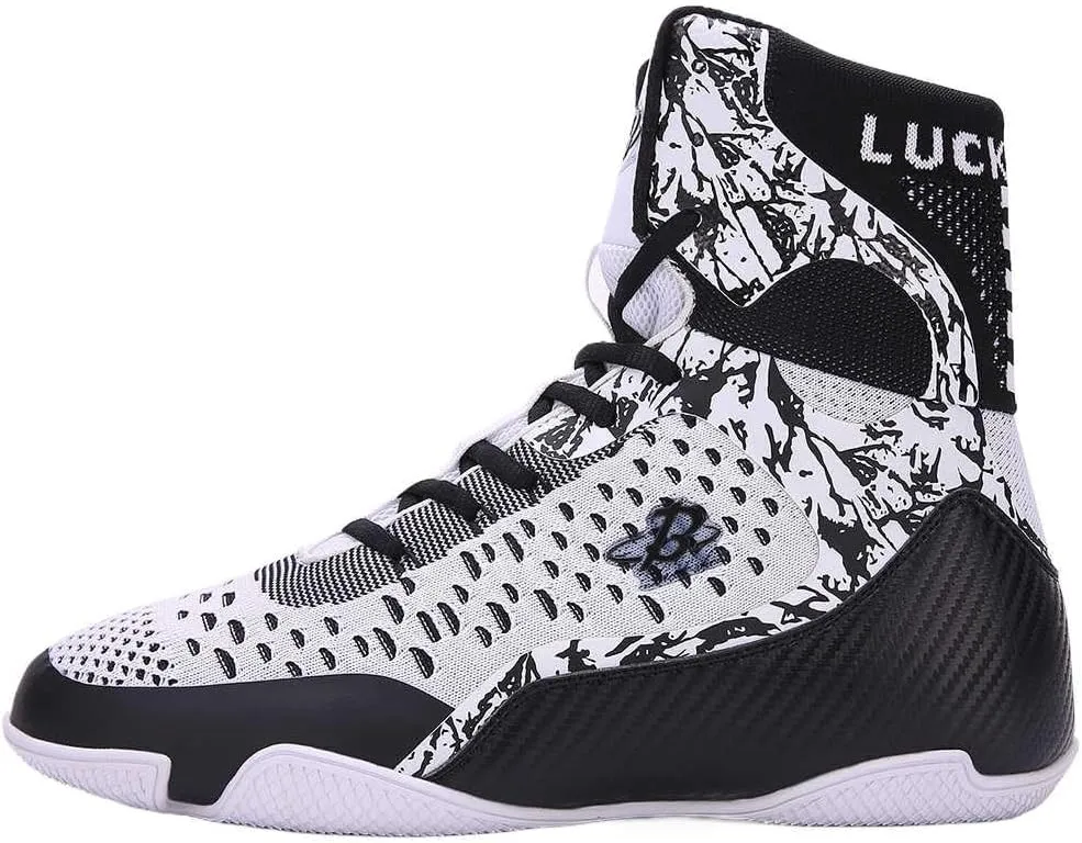High-Top Boxing Wrestling Shoes for Men & Women, Professional Combat Training Kickboxing Boots for MMA, Cross-Training, Weightlifting | Lace-Up Ankle Support & Anti-Slip Sole