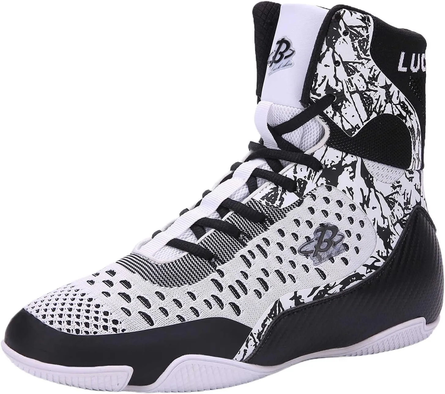 High-Top Boxing Wrestling Shoes for Men & Women, Professional Combat Training Kickboxing Boots for MMA, Cross-Training, Weightlifting | Lace-Up Ankle Support & Anti-Slip Sole