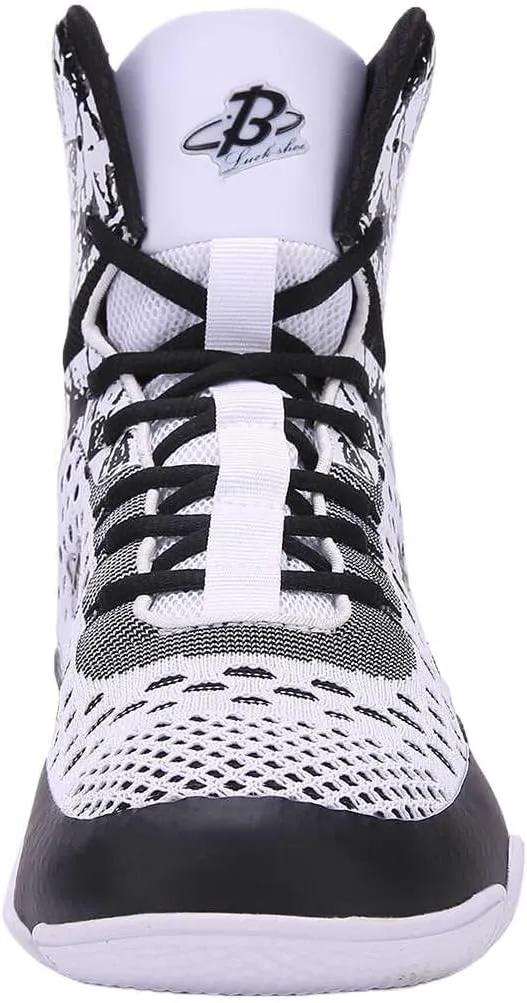 High-Top Boxing Wrestling Shoes for Men & Women, Professional Combat Training Kickboxing Boots for MMA, Cross-Training, Weightlifting | Lace-Up Ankle Support & Anti-Slip Sole