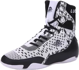 High-Top Boxing Wrestling Shoes for Men & Women, Professional Combat Training Kickboxing Boots for MMA, Cross-Training, Weightlifting | Lace-Up Ankle Support & Anti-Slip Sole