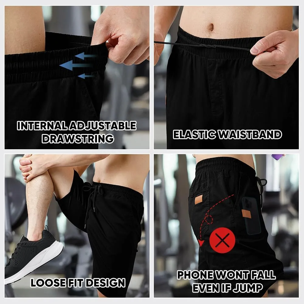JMIERR Mens Casual Shorts - Cotton Drawstring Summer Beach Stretch Twill Chino Golf Shorts