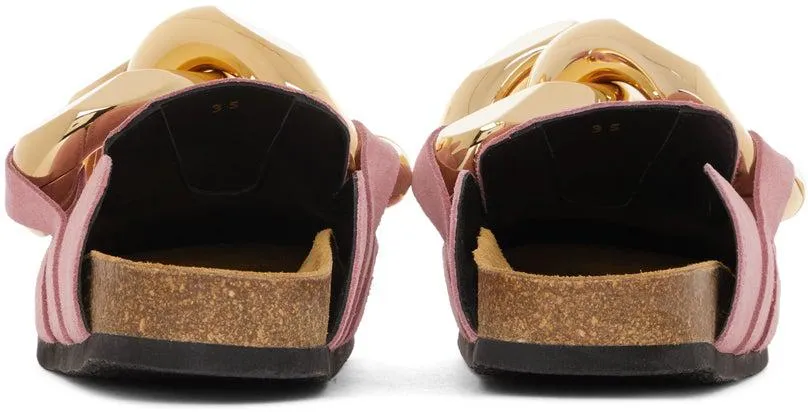 JW Anderson Pink Suede Chain Loafers