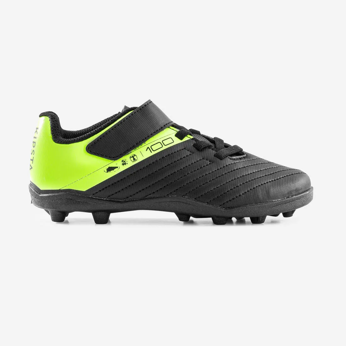Kids' Football Boots Rip-Tab Moulded Studs Black & Yellow - Agility 100